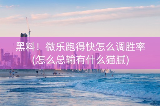 黑料！微乐跑得快怎么调胜率(怎么总输有什么猫腻)