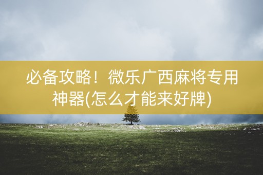 必备攻略！微乐广西麻将专用神器(怎么才能来好牌)