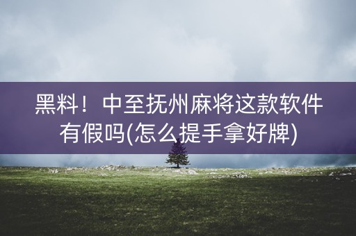 黑料！中至抚州麻将这款软件有假吗(怎么提手拿好牌)