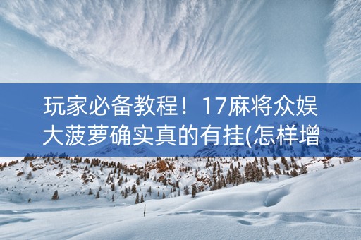 玩家必备教程！17麻将众娱大菠萝确实真的有挂(怎样增加胜率)