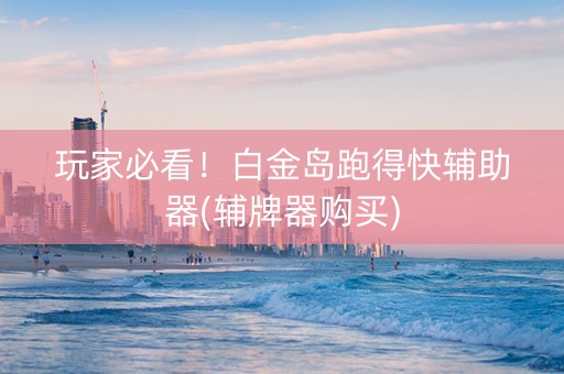 玩家必看！白金岛跑得快辅助器(辅牌器购买)