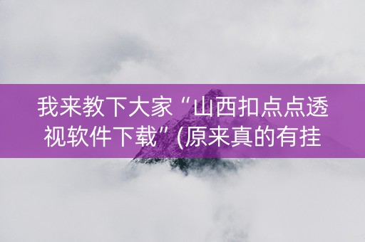 我来教下大家“山西扣点点透视软件下载”(原来真的有挂)-知乎