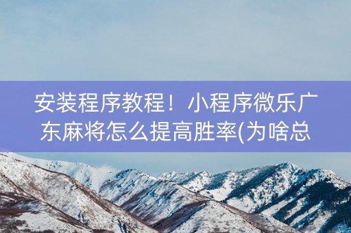 安装程序教程！小程序微乐广东麻将怎么提高胜率(为啥总是输)