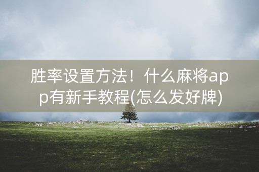 胜率设置方法！什么麻将app有新手教程(怎么发好牌)