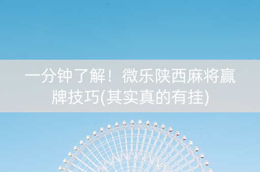 一分钟了解！微乐陕西麻将赢牌技巧(其实真的有挂)