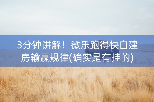 3分钟讲解！微乐跑得快自建房输赢规律(确实是有挂的)