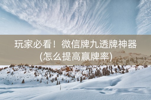 玩家必看！微信牌九透牌神器(怎么提高赢牌率)