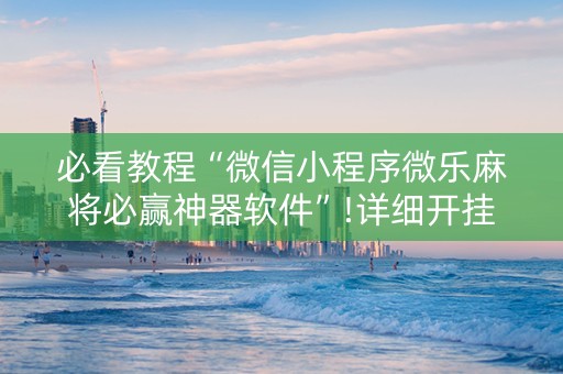 必看教程“微信小程序微乐麻将必赢神器软件”!详细开挂教程-知乎