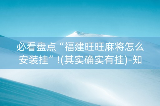 必看盘点“福建旺旺麻将怎么安装挂”!(其实确实有挂)-知乎
