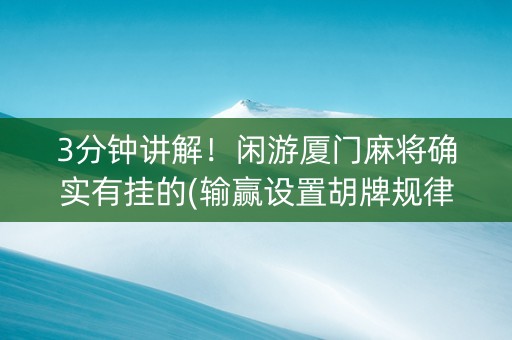 3分钟讲解！闲游厦门麻将确实有挂的(输赢设置胡牌规律)