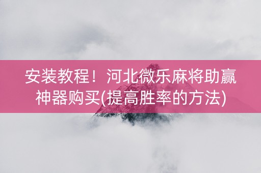 安装教程！河北微乐麻将助赢神器购买(提高胜率的方法)