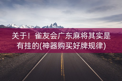关于！雀友会广东麻将其实是有挂的(神器购买好牌规律)