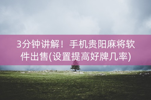 3分钟讲解！手机贵阳麻将软件出售(设置提高好牌几率)