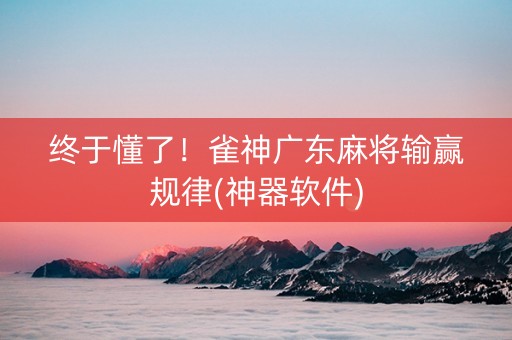 终于懂了！雀神广东麻将输赢规律(神器软件)