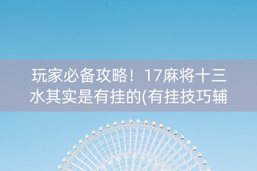 玩家必备攻略！17麻将十三水其实是有挂的(有挂技巧辅助器)