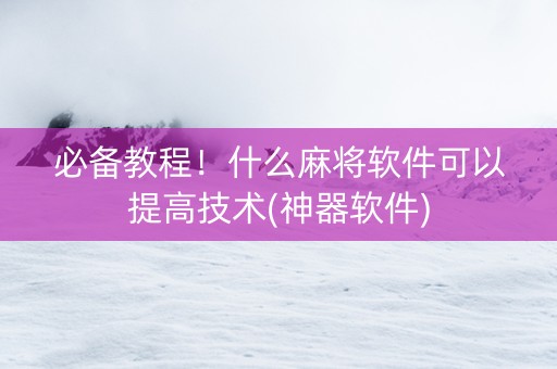 必备教程！什么麻将软件可以提高技术(神器软件)