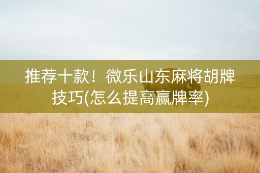 推荐十款！微乐山东麻将胡牌技巧(怎么提高赢牌率)