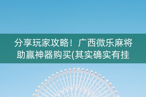 分享玩家攻略！广西微乐麻将助赢神器购买(其实确实有挂)