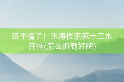 终于懂了！玉海楼茶苑十三水开挂(怎么抓到好牌)