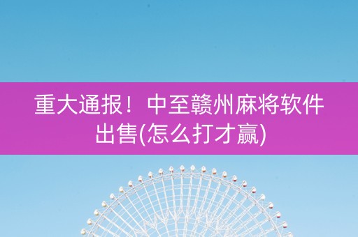 重大通报！中至赣州麻将软件出售(怎么打才赢)
