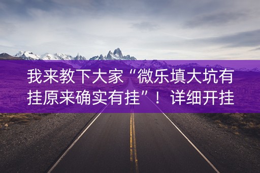 我来教下大家“微乐填大坑有挂原来确实有挂”！详细开挂教程（确实真的有挂)-知乎