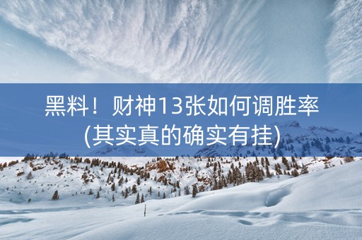 黑料！财神13张如何调胜率(其实真的确实有挂)