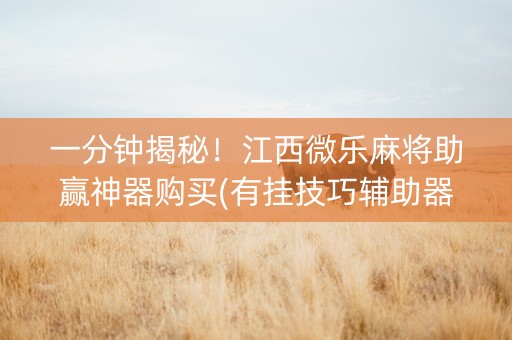 一分钟揭秘！江西微乐麻将助赢神器购买(有挂技巧辅助器)