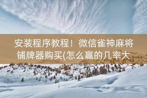 安装程序教程！微信雀神麻将铺牌器购买(怎么赢的几率大)