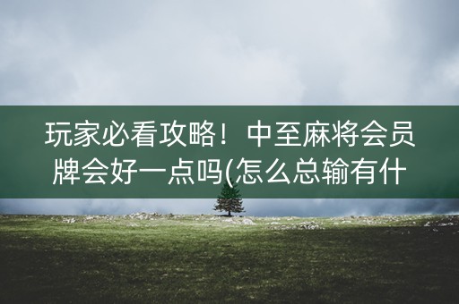 玩家必看攻略！中至麻将会员牌会好一点吗(怎么总输有什么猫腻)