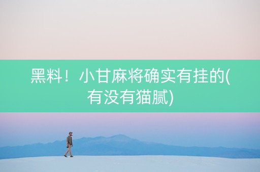 黑料！小甘麻将确实有挂的(有没有猫腻)
