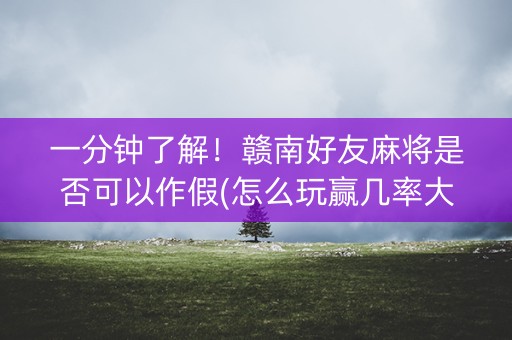 一分钟了解！赣南好友麻将是否可以作假(怎么玩赢几率大)