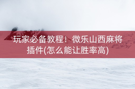 玩家必备教程！微乐山西麻将插件(怎么能让胜率高)