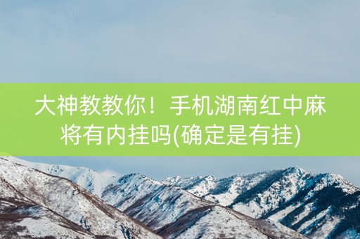 大神教教你！手机湖南红中麻将有内挂吗(确定是有挂)