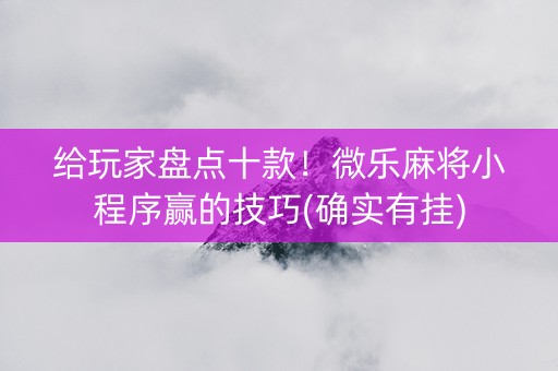 给玩家盘点十款！微乐麻将小程序赢的技巧(确实有挂)