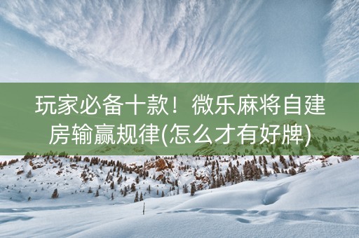 玩家必备十款！微乐麻将自建房输赢规律(怎么才有好牌)