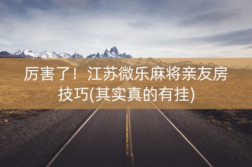 厉害了！江苏微乐麻将亲友房技巧(其实真的有挂)