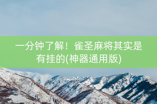 一分钟了解！雀圣麻将其实是有挂的(神器通用版)