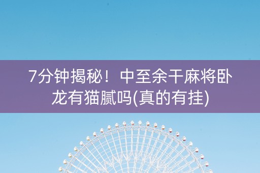 7分钟揭秘！中至余干麻将卧龙有猫腻吗(真的有挂)