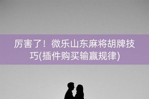 厉害了！微乐山东麻将胡牌技巧(插件购买输赢规律)