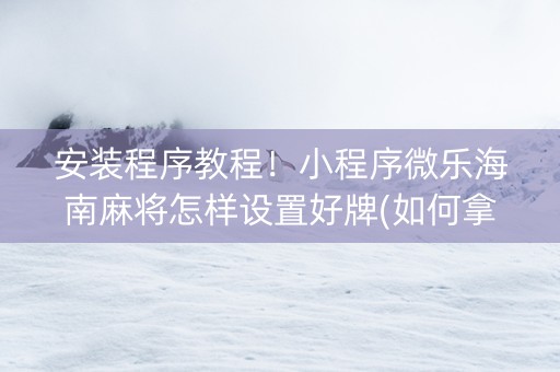 安装程序教程！小程序微乐海南麻将怎样设置好牌(如何拿好牌)