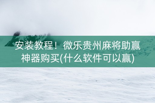 安装教程！微乐贵州麻将助赢神器购买(什么软件可以赢)