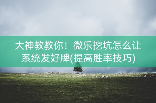 大神教教你！微乐挖坑怎么让系统发好牌(提高胜率技巧)