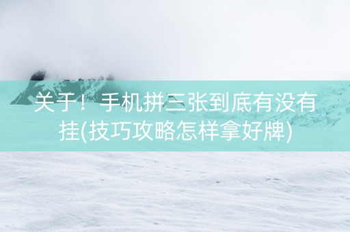 关于！手机拼三张到底有没有挂(技巧攻略怎样拿好牌)