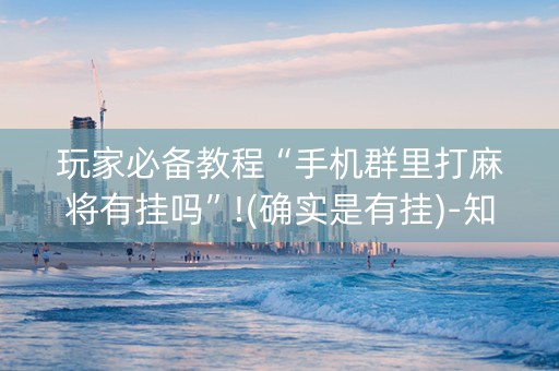 玩家必备教程“手机群里打麻将有挂吗”!(确实是有挂)-知乎