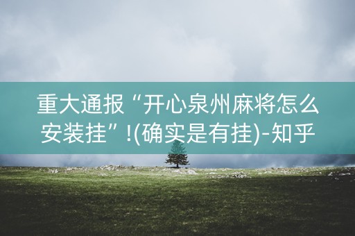 重大通报“开心泉州麻将怎么安装挂”!(确实是有挂)-知乎