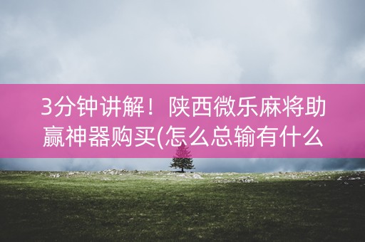 3分钟讲解！陕西微乐麻将助赢神器购买(怎么总输有什么猫腻)