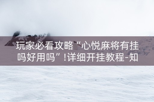 玩家必看攻略“心悦麻将有挂吗好用吗”!详细开挂教程-知乎