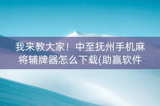 我来教大家！中至抚州手机麻将辅牌器怎么下载(助赢软件有规律吗)