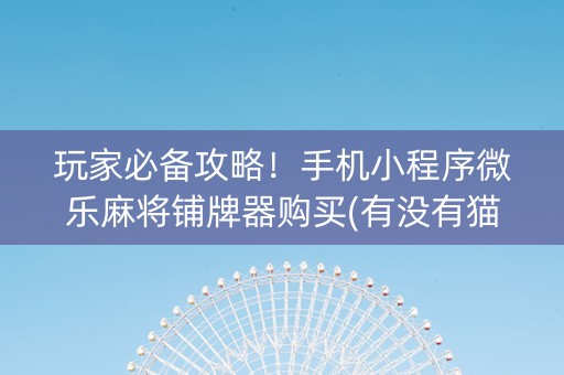 玩家必备攻略！手机小程序微乐麻将铺牌器购买(有没有猫腻)