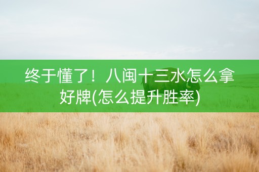 终于懂了！八闽十三水怎么拿好牌(怎么提升胜率)